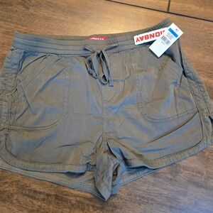 Unionbay Womens XL Fatigue Green Sateen Drawstring Shorts Mid Rise New With Tags